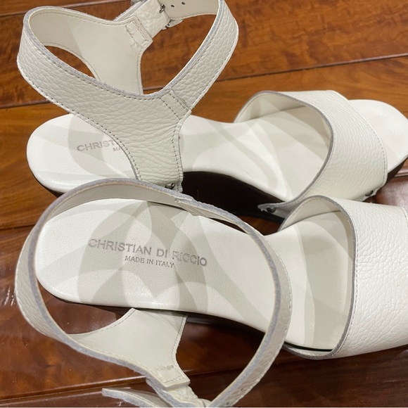 Christian Di Riccio Leather Wedge sandals Size 40 - Picture 3 of 6